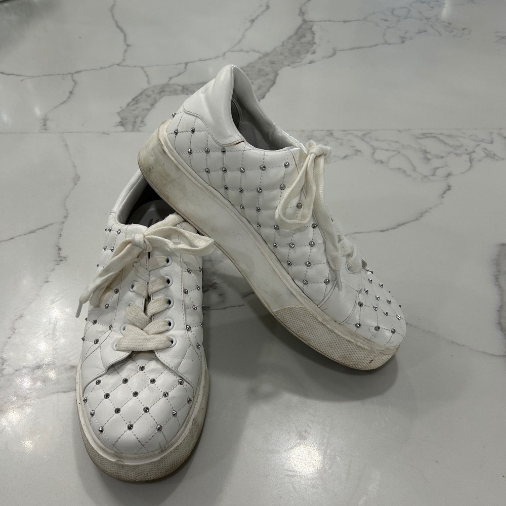 JLO Jennifer Lopez Alayna White Studded Quilted Platform Sneakers EU‎ 41 US 9.5